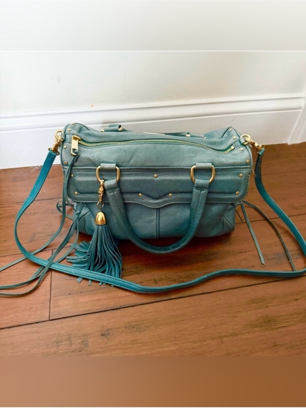 REBECCA MINKOFF Morning After Leather Tassel Satchel Handbag